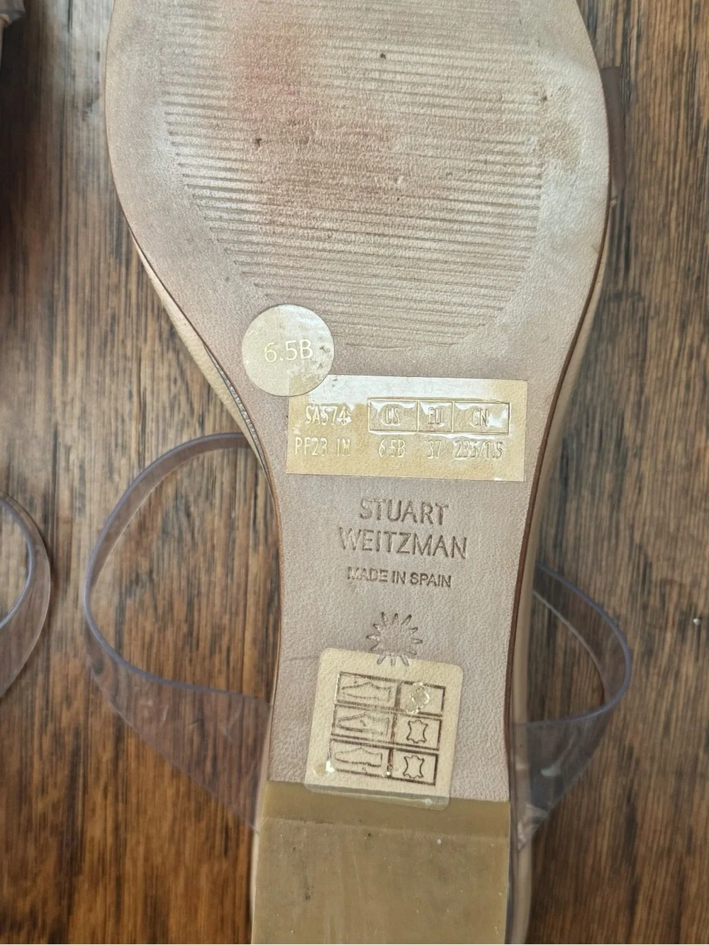 Stuart Weitzman Lucite Clear PVC Wedge Sandals - Picture 5 of 5